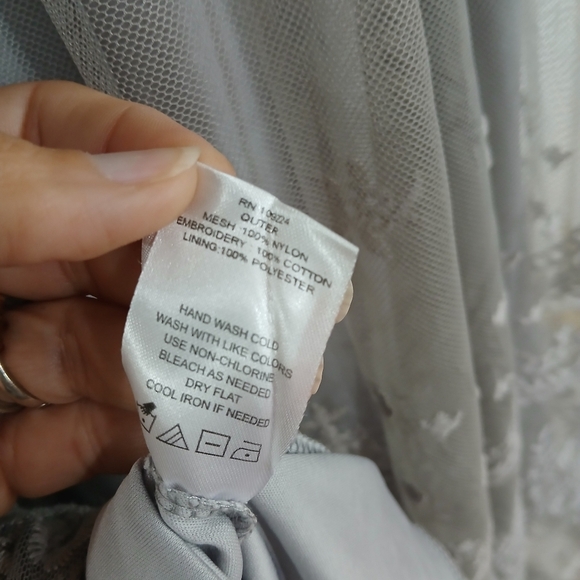 Indigo Soul Gray Lace Overlay Boho Elastic Waist Midi Skirt Womens Size 2X - Picture 7 of 7